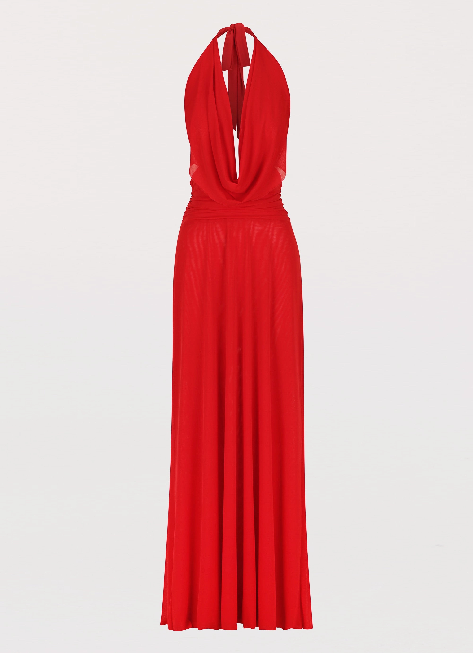 All Time Fit Crisp Detail Elysia Mesh Maxi Dress - Cherry Red