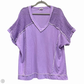 Geometric precision Top Short Sleeve By Andree By Unit In Purple, Size: 2x