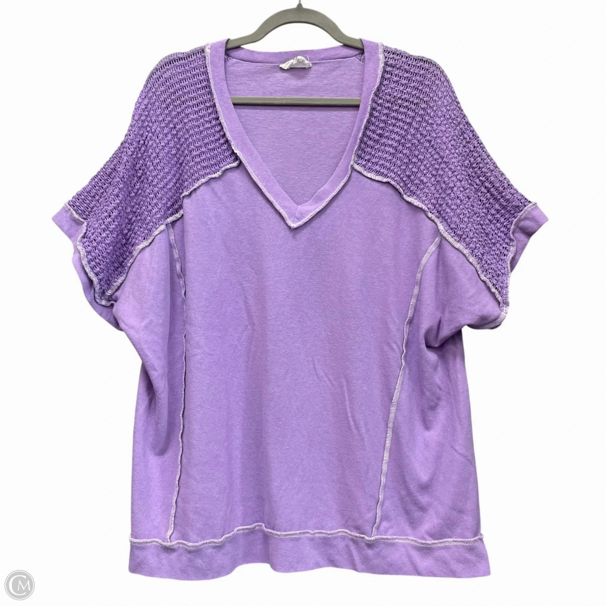 Geometric precision Top Short Sleeve By Andree By Unit In Purple, Size: 2x