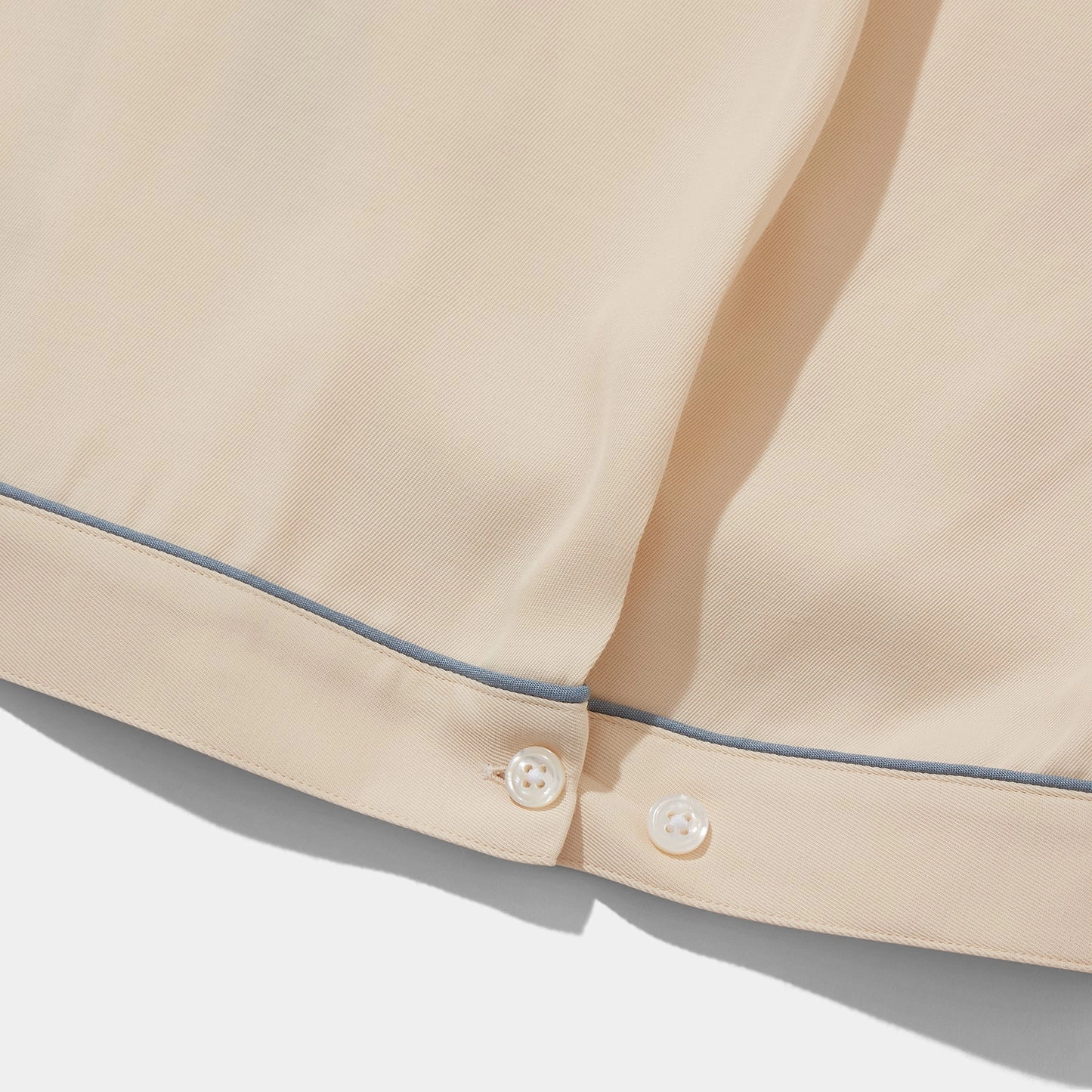 Piped Bowling Blouson Cream Trendsetting Design Embellished Neckline