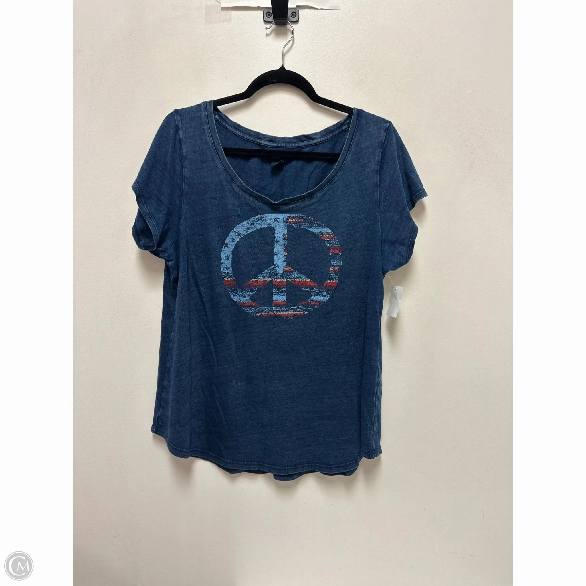 Top Short Sleeve By Lucky Brand In Navy, Size: Xl HighThreadCount Holiday Wear
