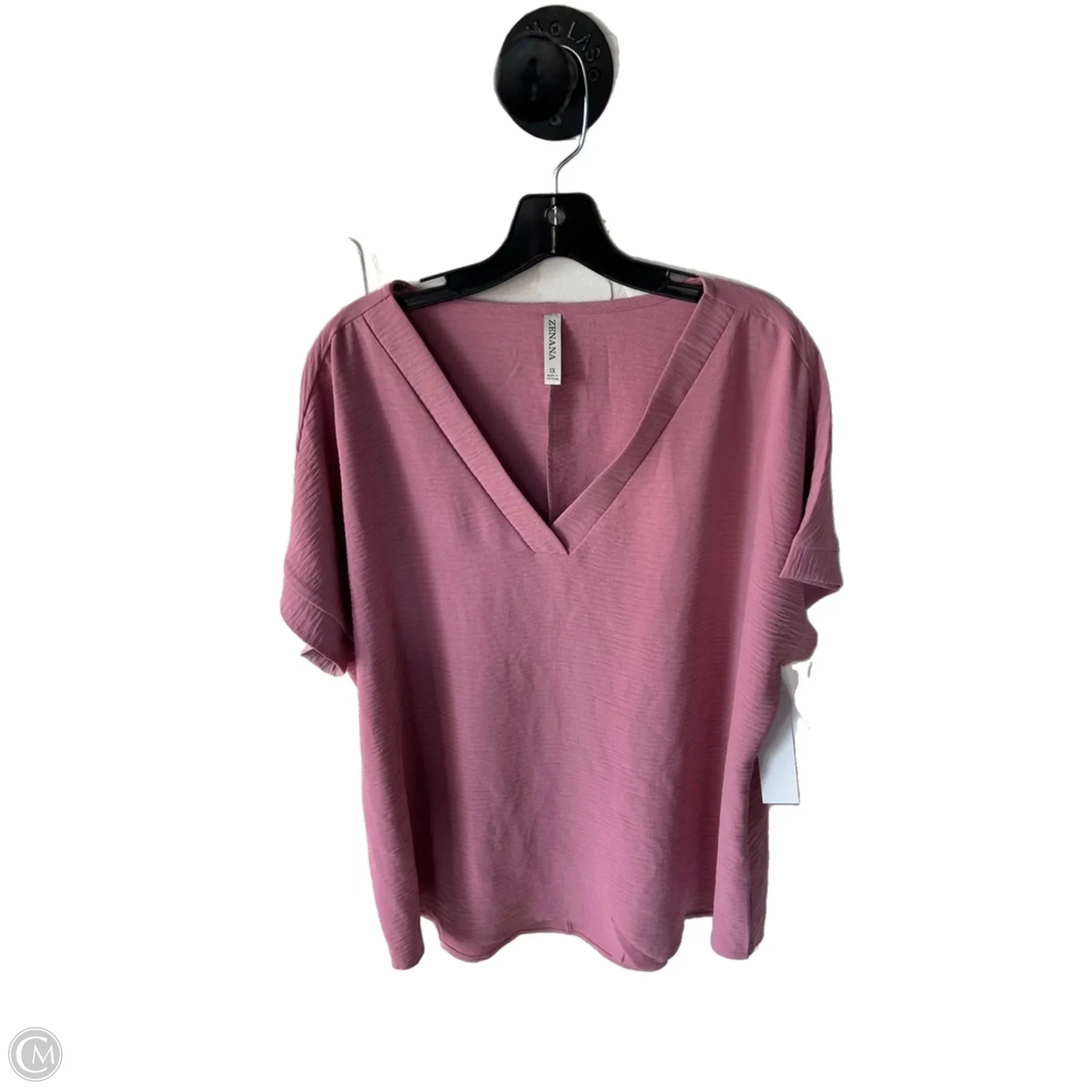 Stylish and Relaxed Top Short Sleeve By Zenana In Pink, Size: 1x