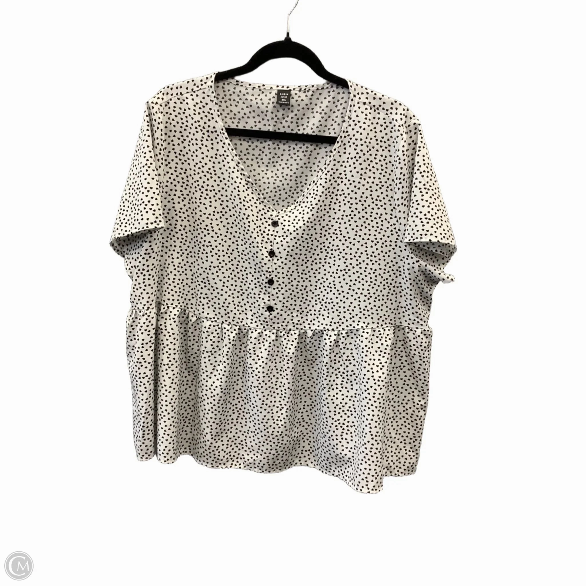 Top Short Sleeve By Shein In Black & White, Size: 3x Flexible Comfort Sleek Comfort Fit