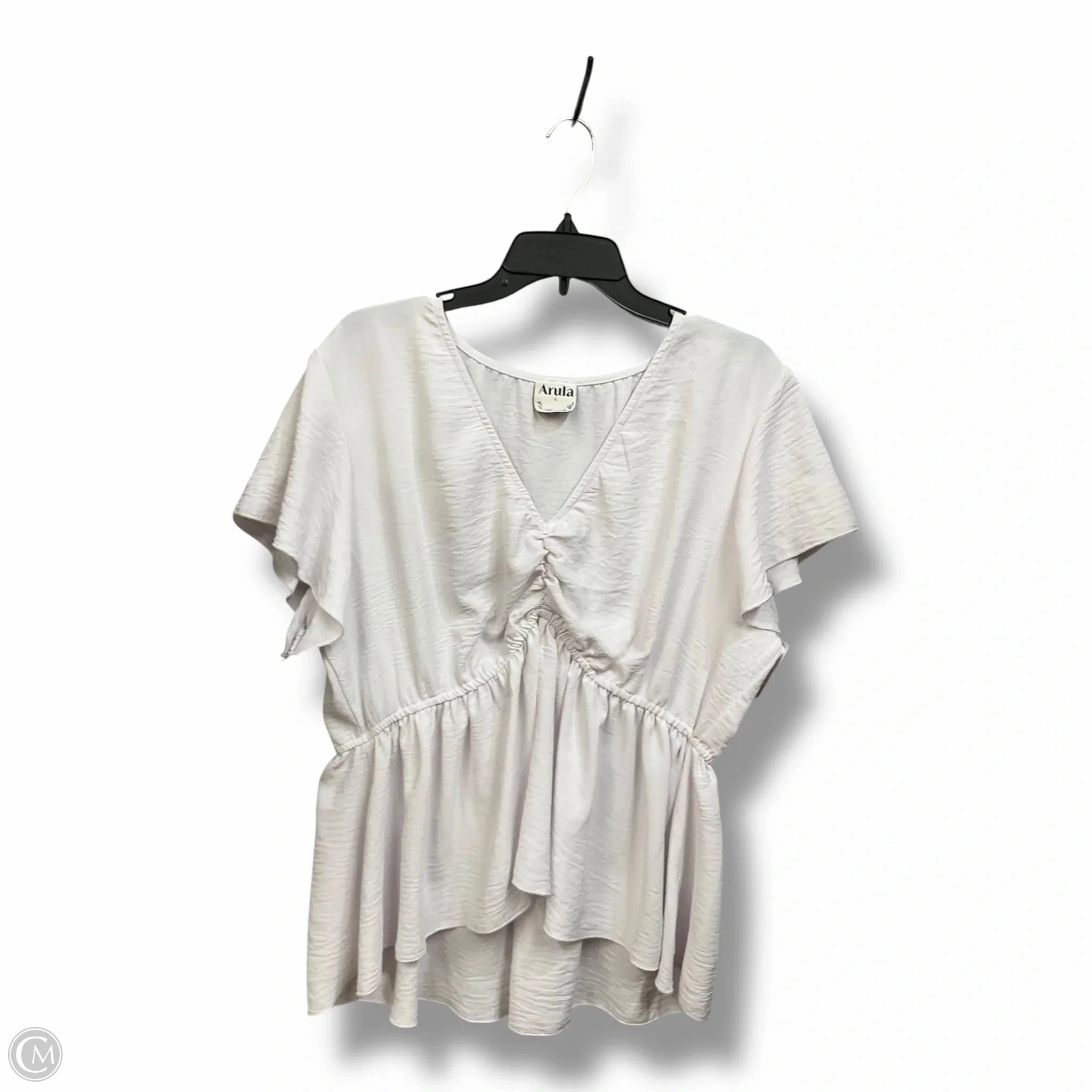 Wrinkle Resistant Texture Seasonal Staple Top Short Sleeve By Cmc In White, Size: 1x