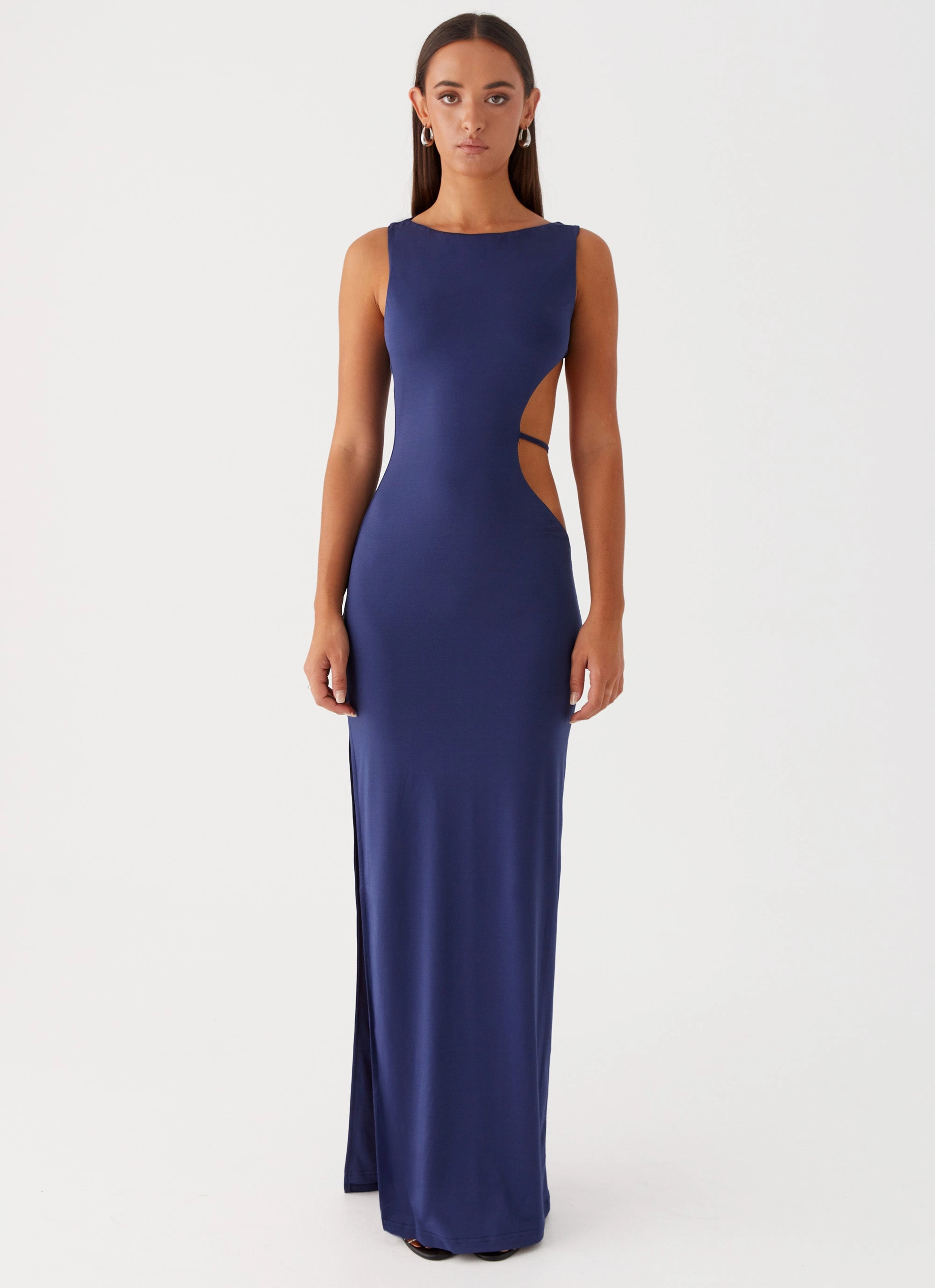 Light material Bishop-Sleeve Sutton Maxi Dress - Navy
