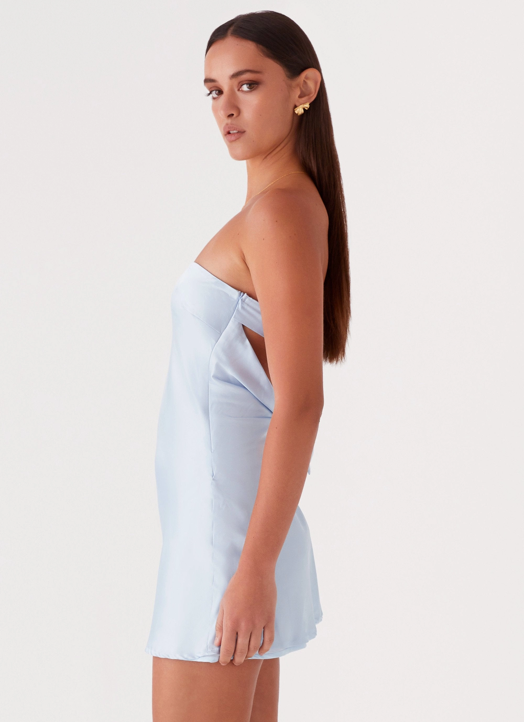 Jamie Satin Mini Dress - Blue Relaxed Waistband