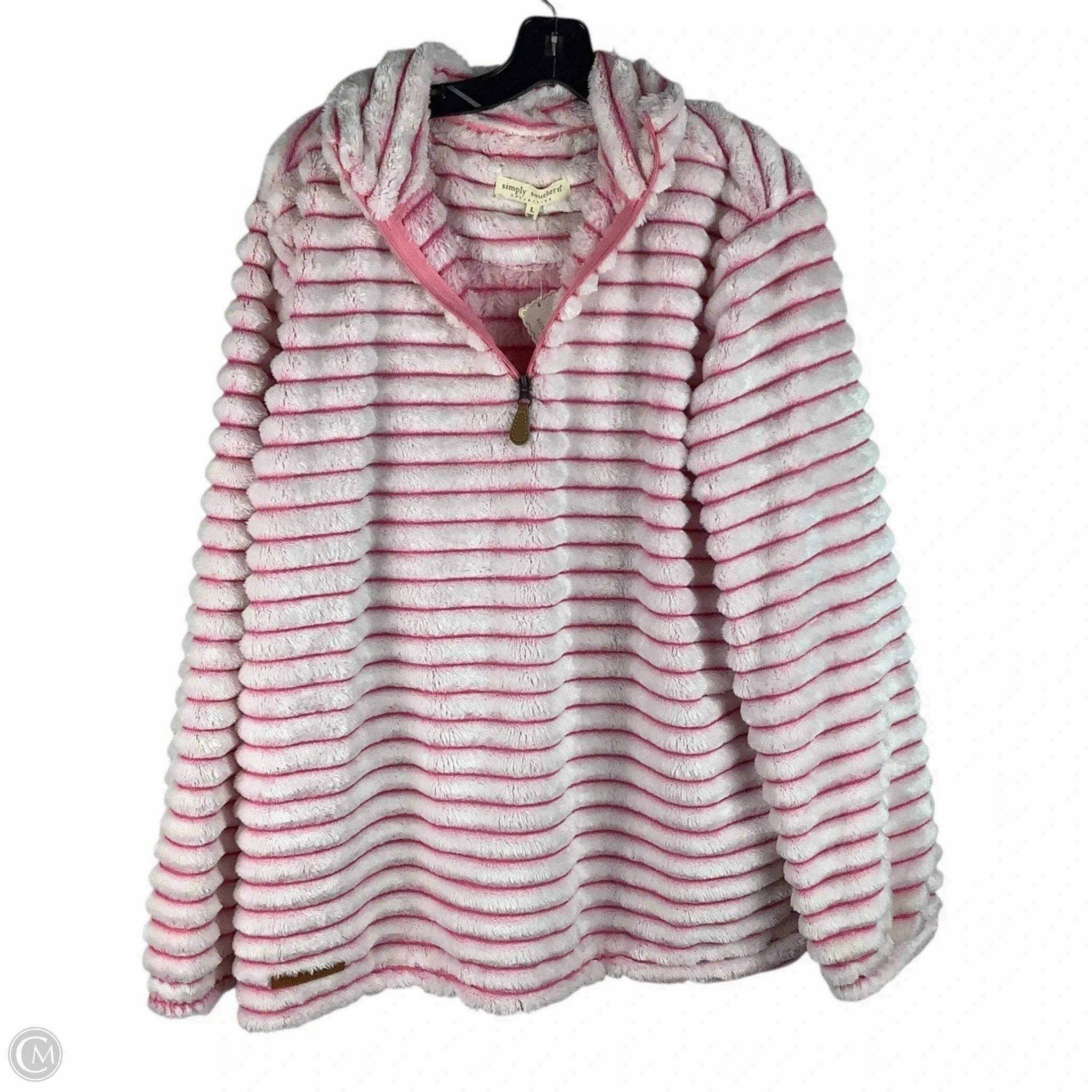 Jacket Faux Fur & Sherpa By Simply Southern In Pink, Size: L City Ready DoubleLayeredHem