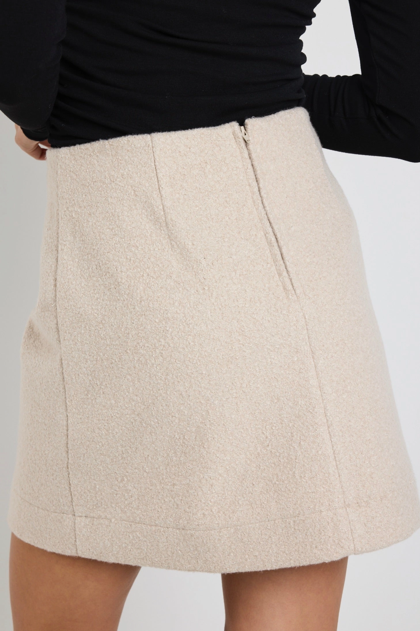 Neutrals Only Simmer Taupe Boucle Mini Skirt