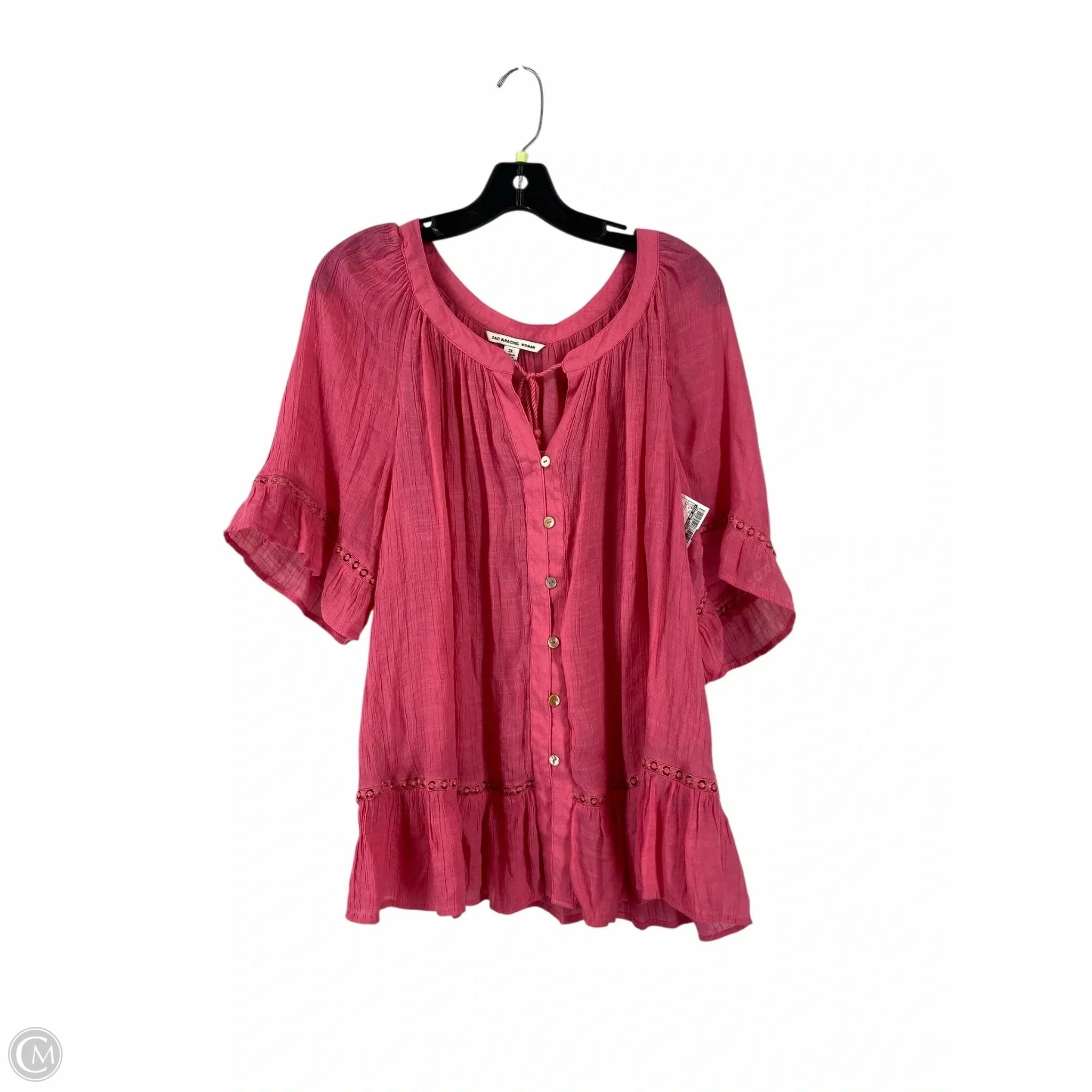 Top Short Sleeve By Zac And Rachel In Pink, Size: 2x graduation back to school