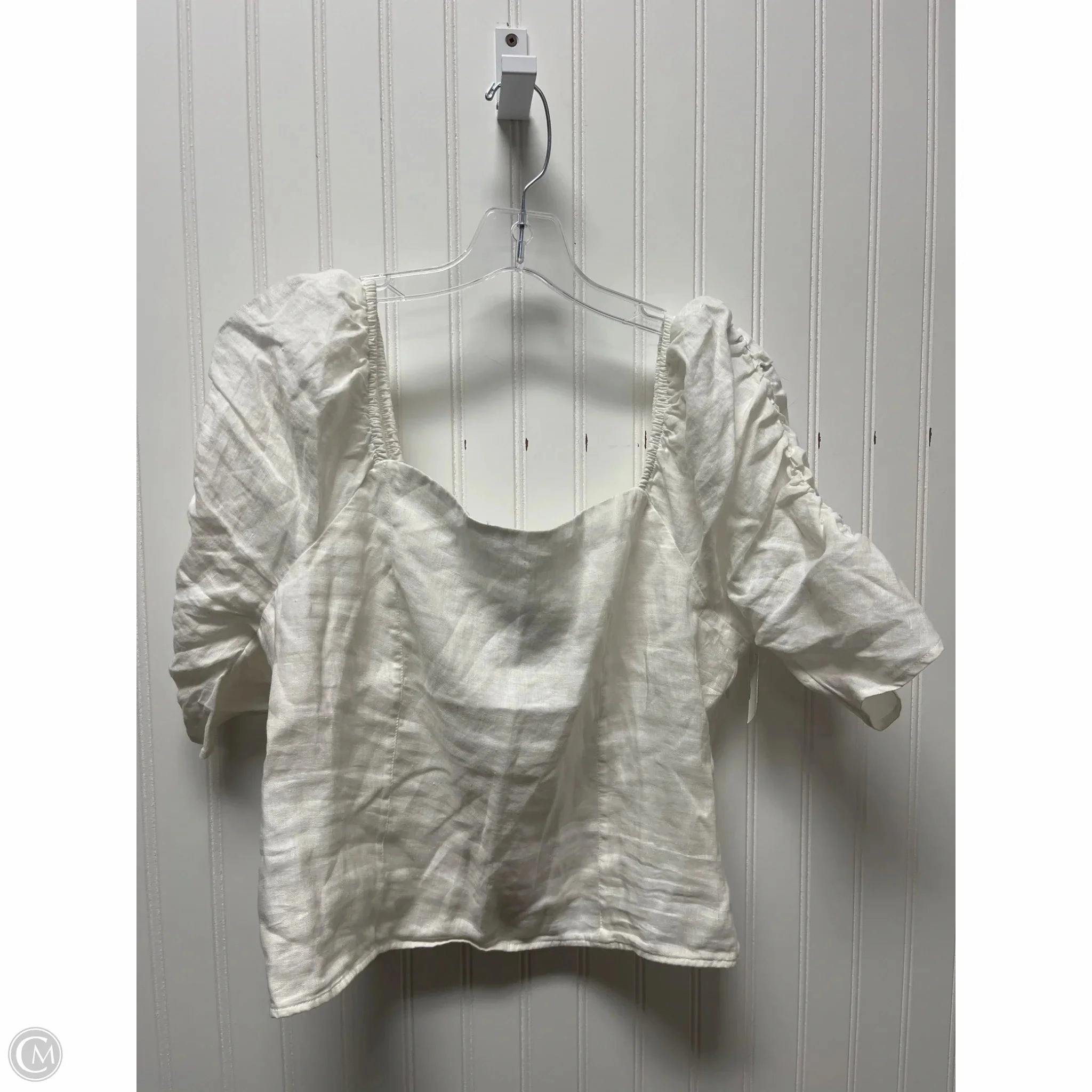 V neck elegance Top Short Sleeve By Rachel Zoe In White, Size: Xl