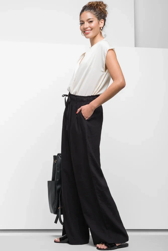 Stable Fit Crinkle Pants Black