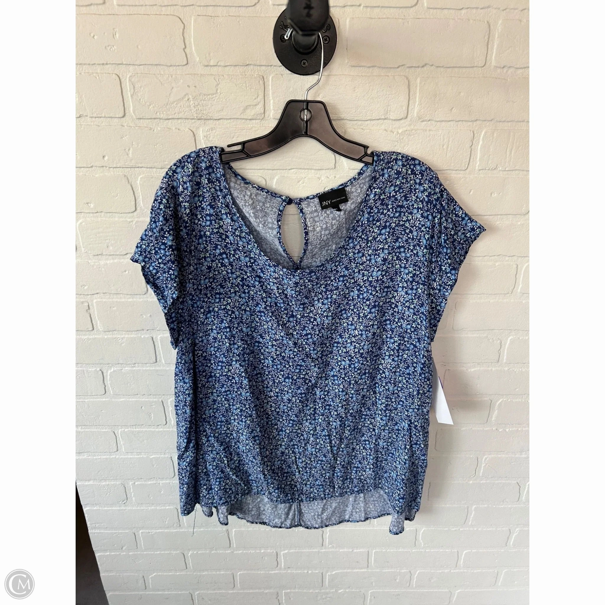 Top Short Sleeve By Jones New York In Blue & White, Size: 1x Sporty essentials MoistureWicking Technology