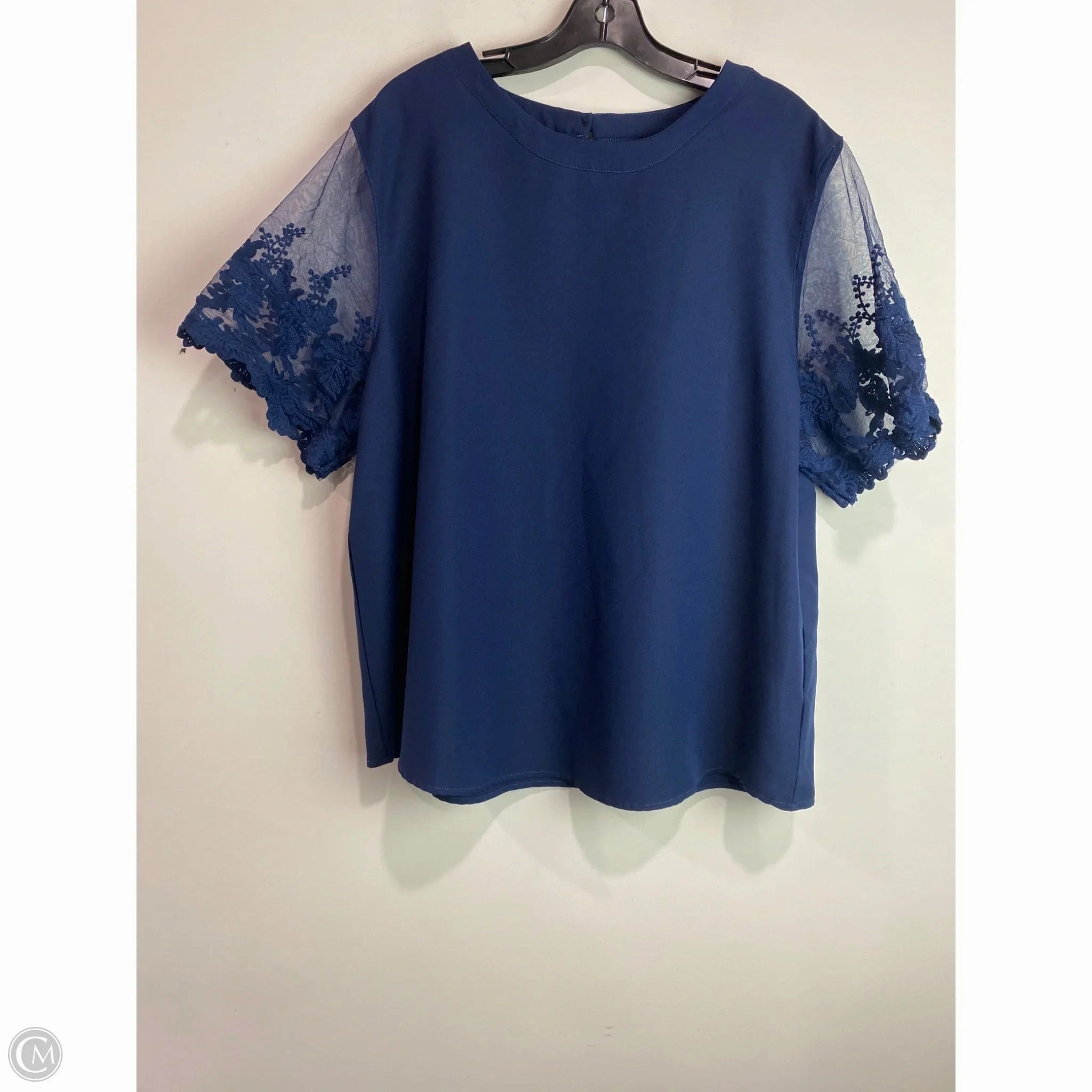 Comfy Essentials Wear Minimalist Wear Top Short Sleeve By Clothes Mentor In Navy, Size: 4x