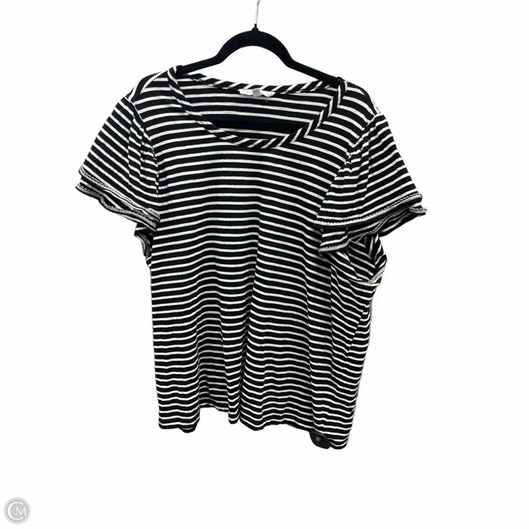 Top Short Sleeve By Jane And Delancey In Black & White, Size: 3x sporty wear Bright and Bold
