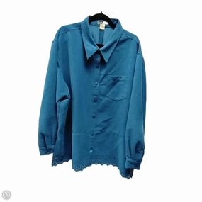 Curved Hemline Cozy Hug Top Short Sleeve By Apt 9 In Blue & Gold, Size: 2x