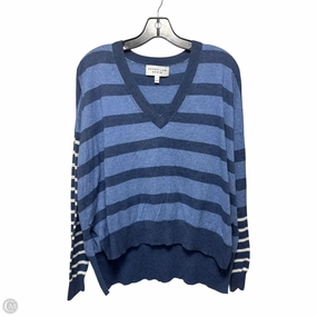 Casual Knit Wear Striped V Neck Pullover Sweater Designer By Derek Lam In Striped Pattern, Size: S