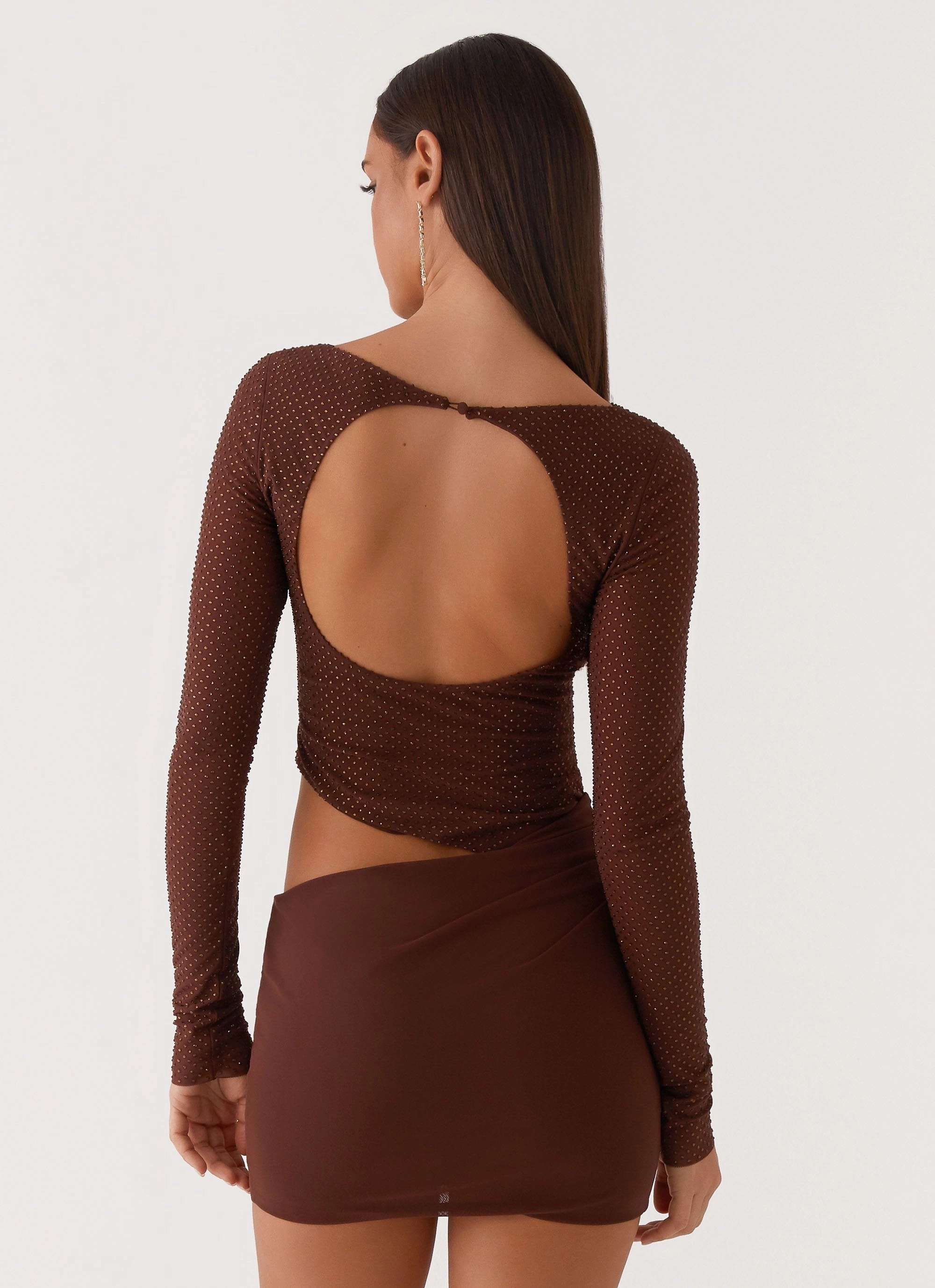 Minimalist Style Catch The Night Sequin Mini Dress - Chocolate