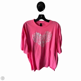 light layering Top Short Sleeve Basic By Gildan In Pink & White, Size: 2x