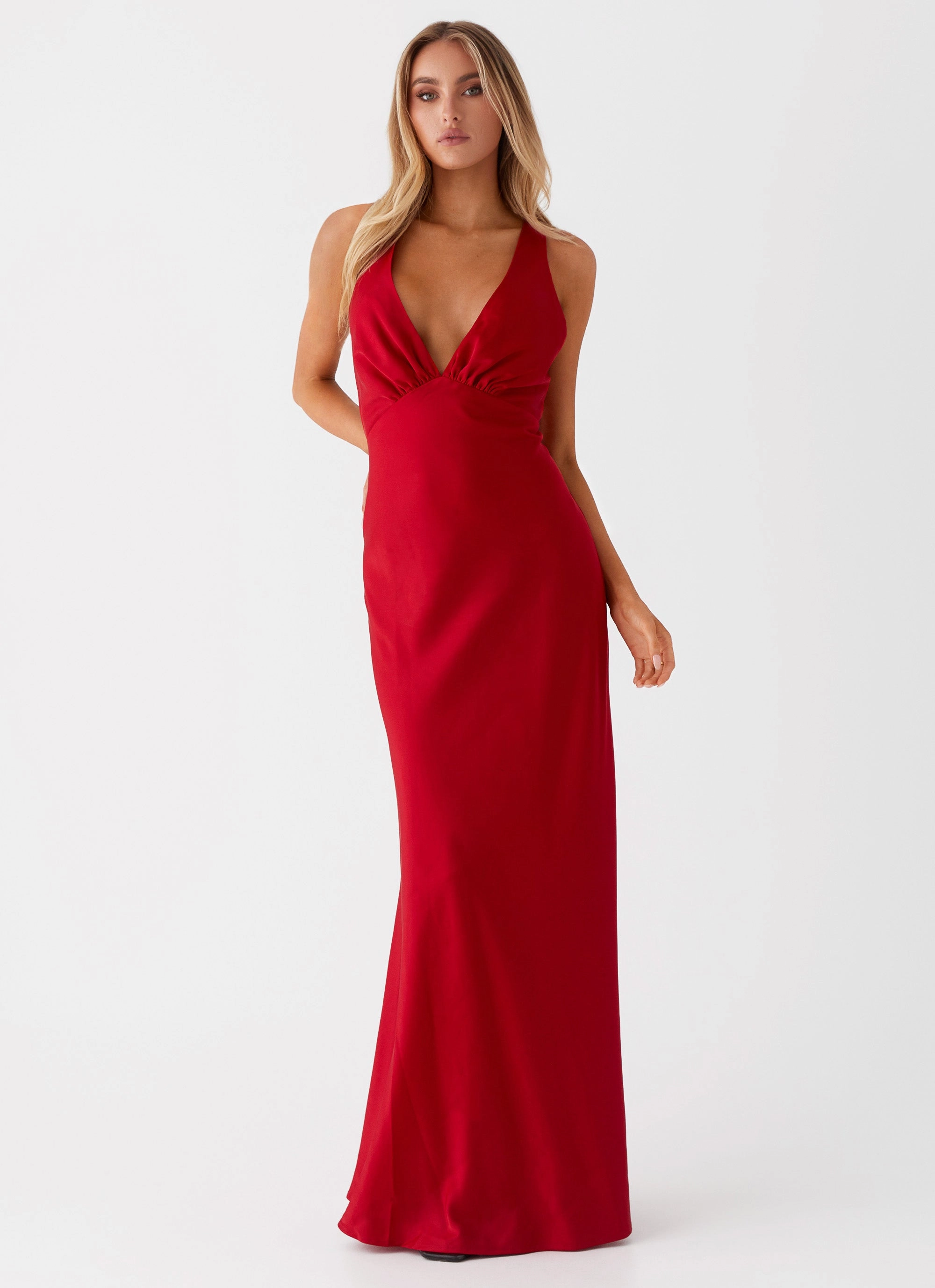 Slyvia Maxi Dress - Red Full Coverage