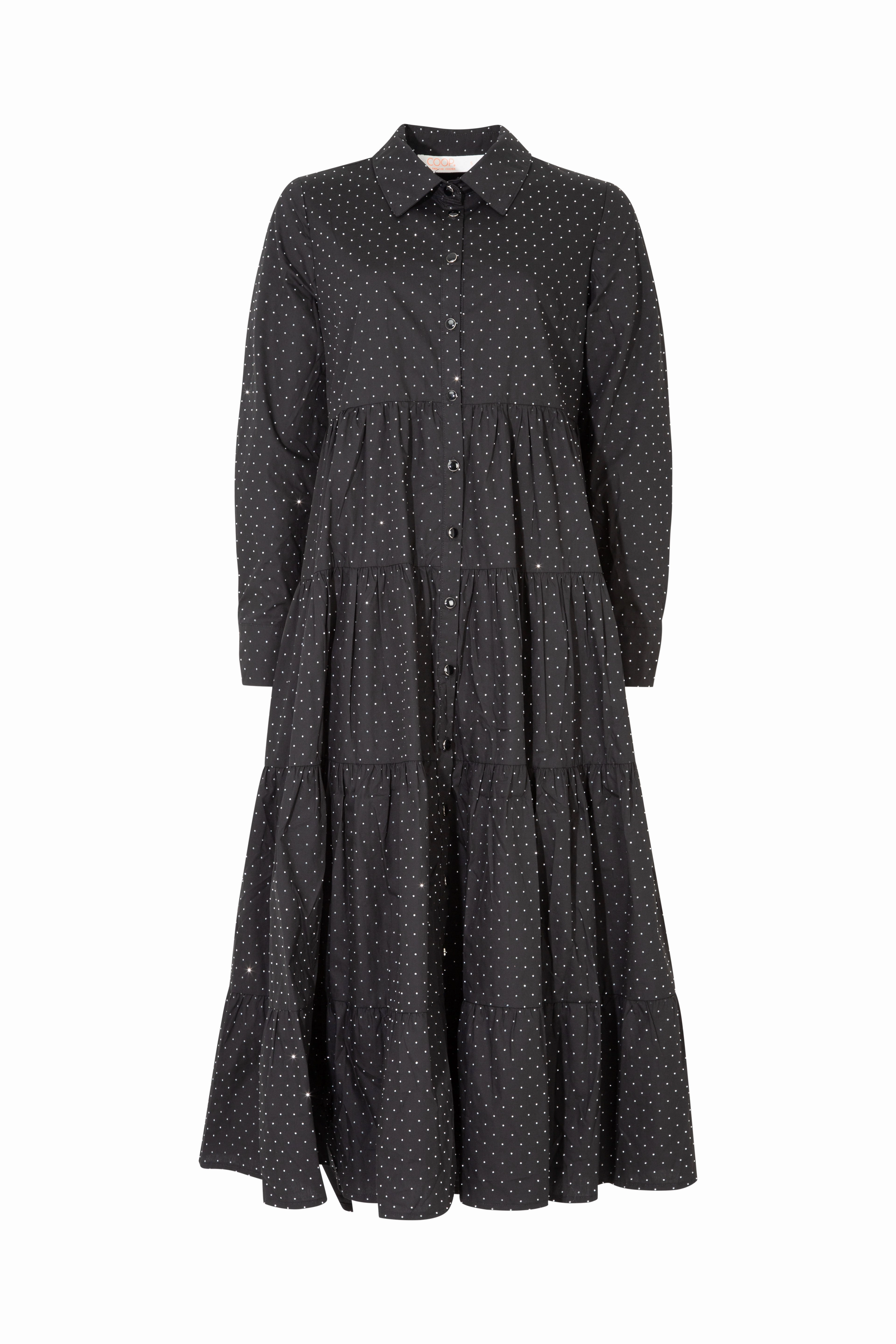 Sun & The Swoon Black Diamante LS Midi Dress Nature Bloom