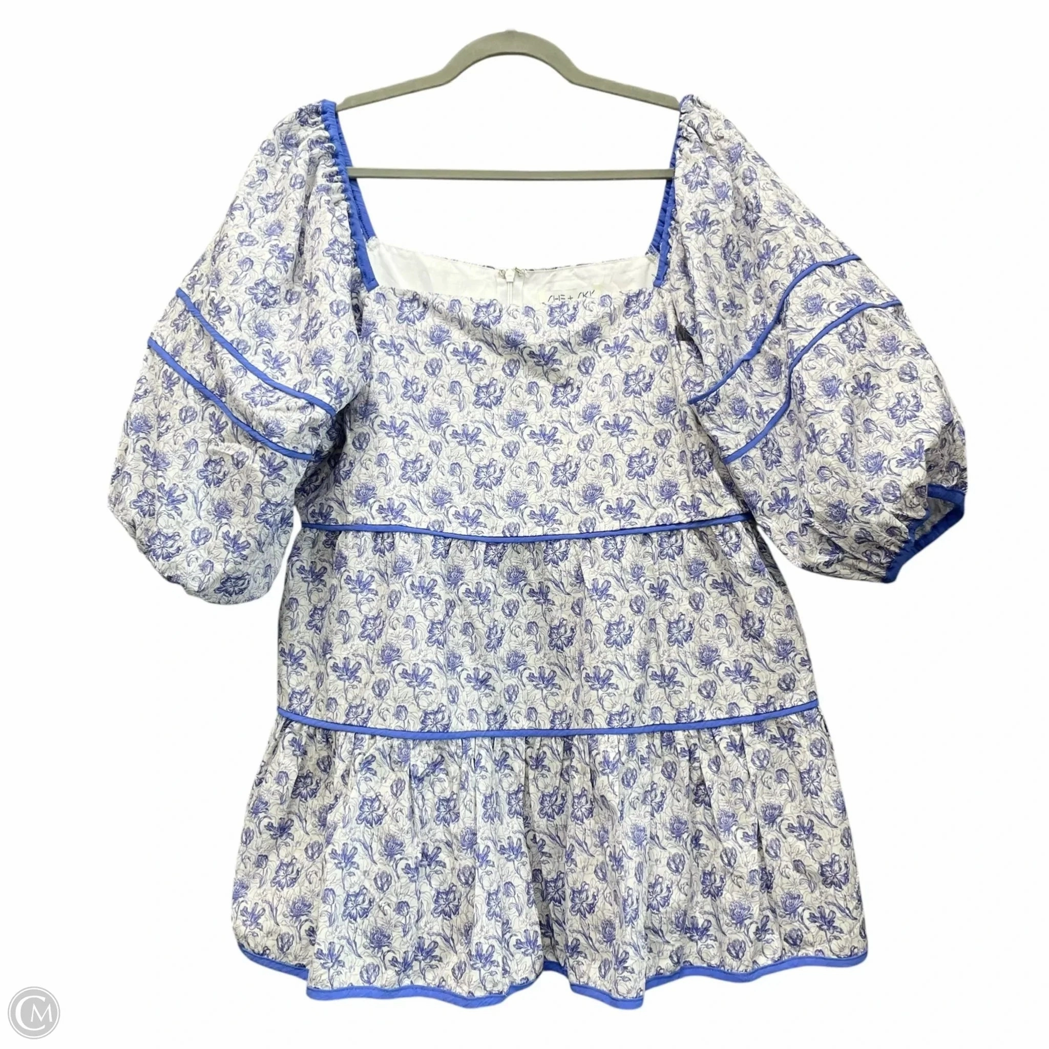 Tunic Short Sleeve By She   Sky In Blue & White, Size: 2x Light Layer Simple Wear
