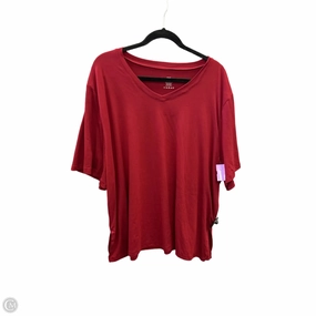 Linen blend Timeless Comfort Wear Top Short Sleeve Basic By Clothes Mentor In Red, Size: 2x