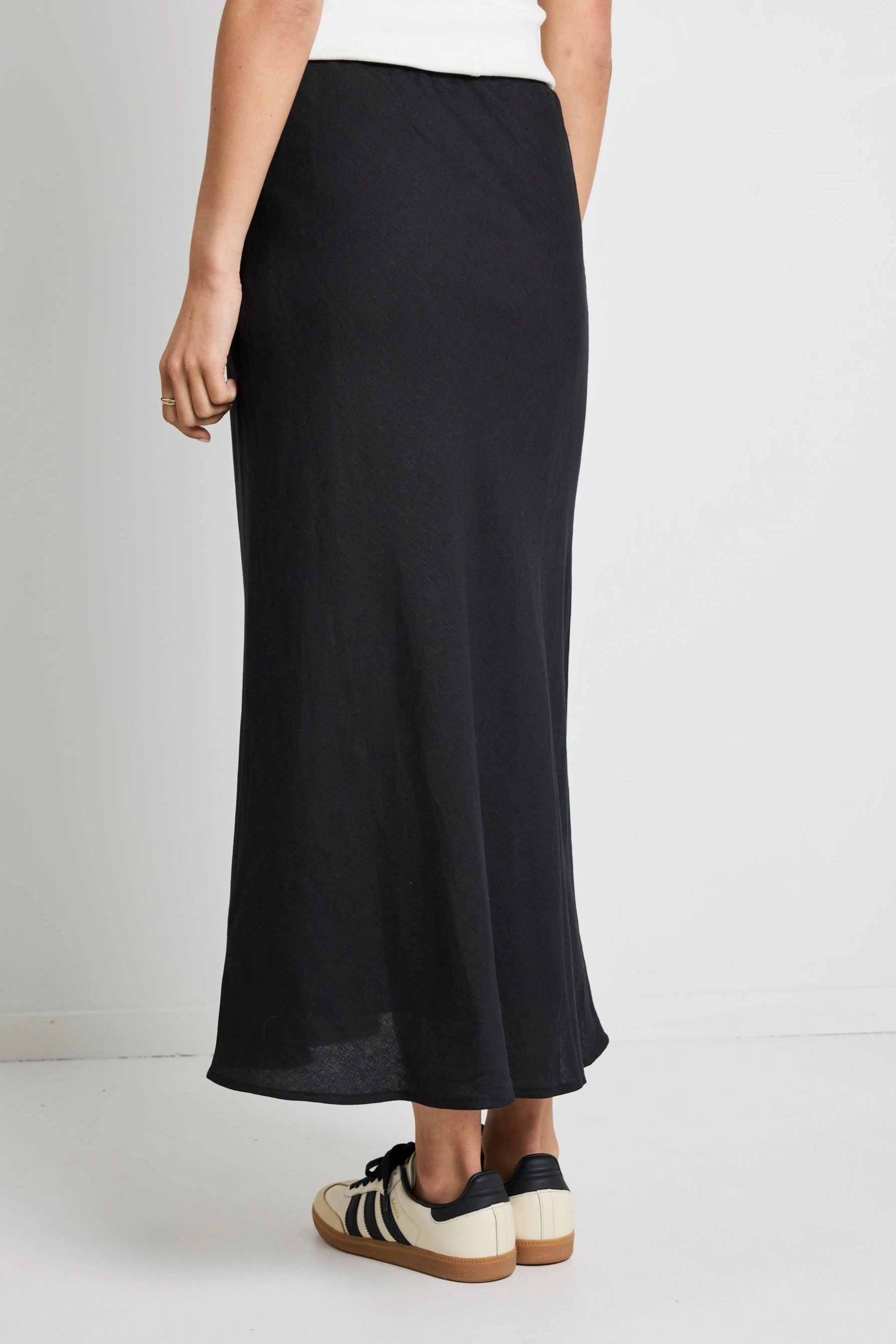 Coordinated Set personalized option Summit Black Linen Blend Tie Waist Bias Maxi Skirt