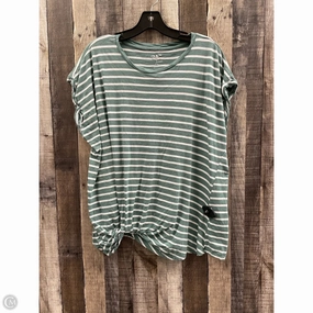 Comfortable Layer Flexible Ribbed Cuffs Top Short Sleeve By Maurices In Green & White, Size: 2x