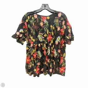 Cozy Comfort Fit HeatResistantMaterial Top Short Sleeve By Shein In Floral Print, Size: 2x