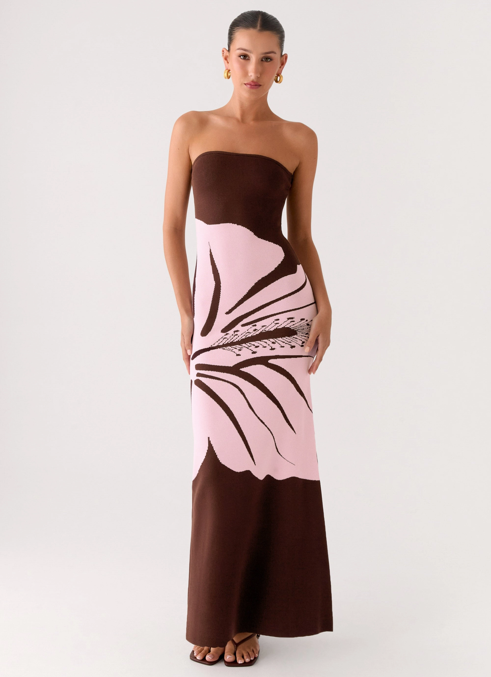 Jala Strapless Knit Maxi Dress - Espresso Meadow Calm Finish Pose Sweet