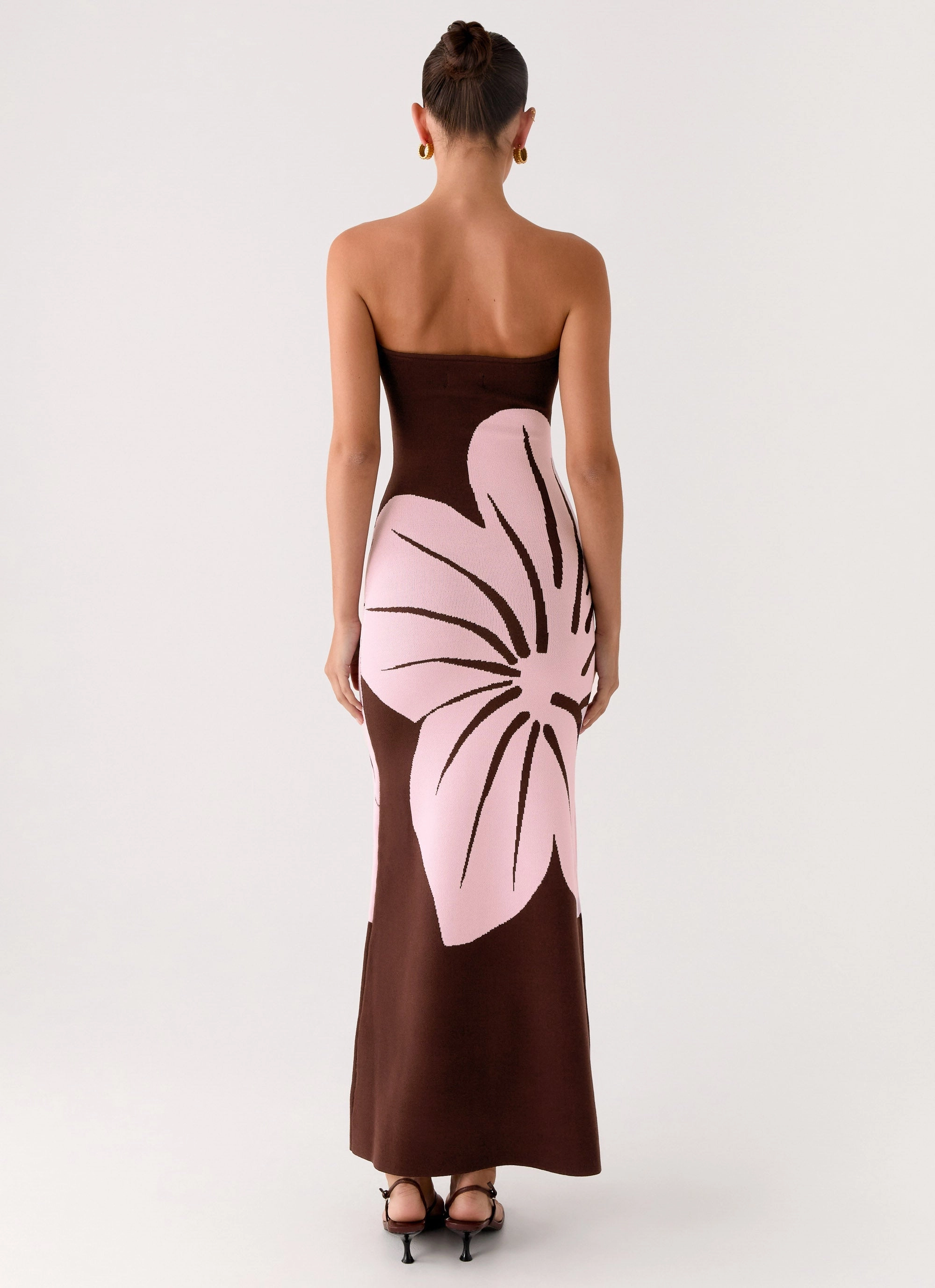 Feminine Line Jala Strapless Knit Maxi Dress - Espresso Meadow