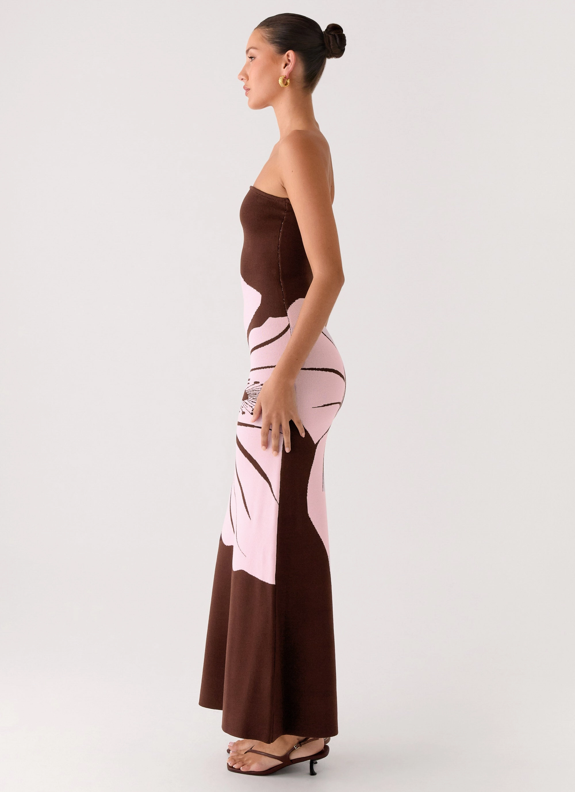 Jala Strapless Knit Maxi Dress - Espresso Meadow Curvy Glam NonSlipClosure