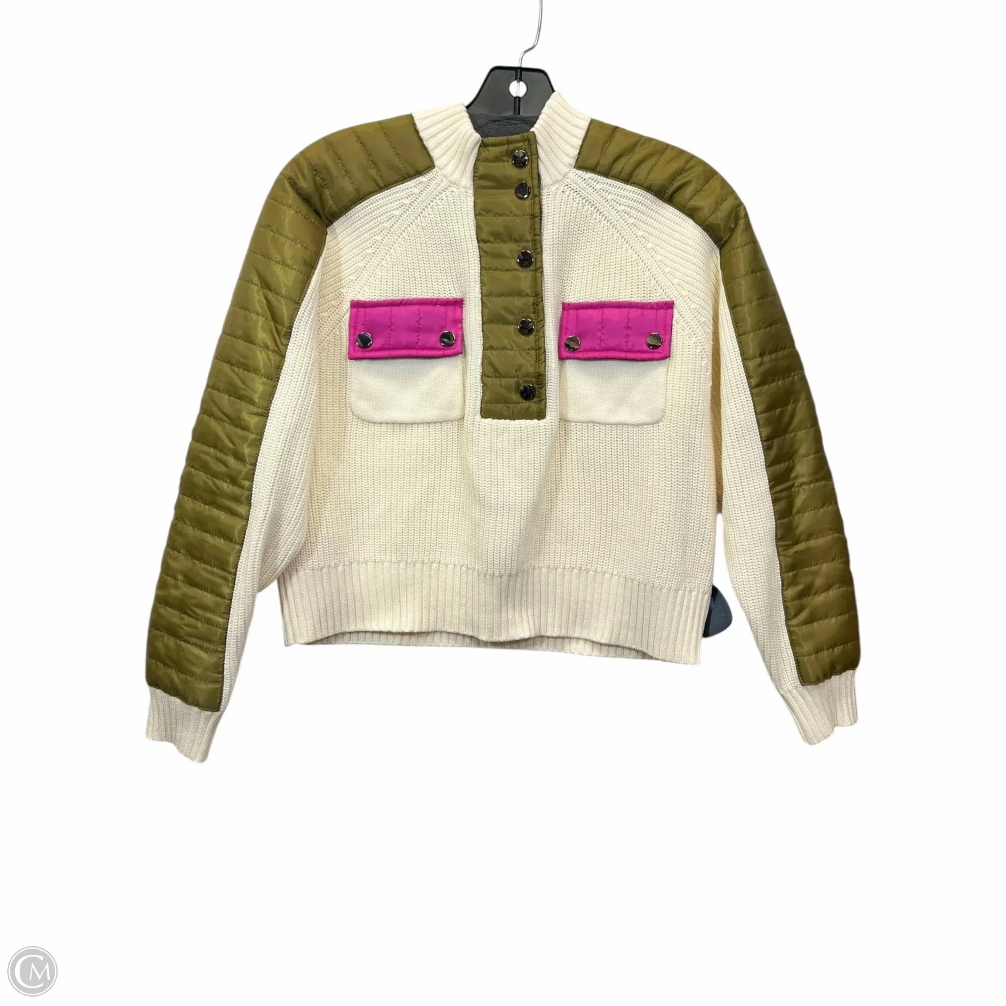 Sweater Designer By Central Park West In Cream & Green, Size: Xs All Day Wear