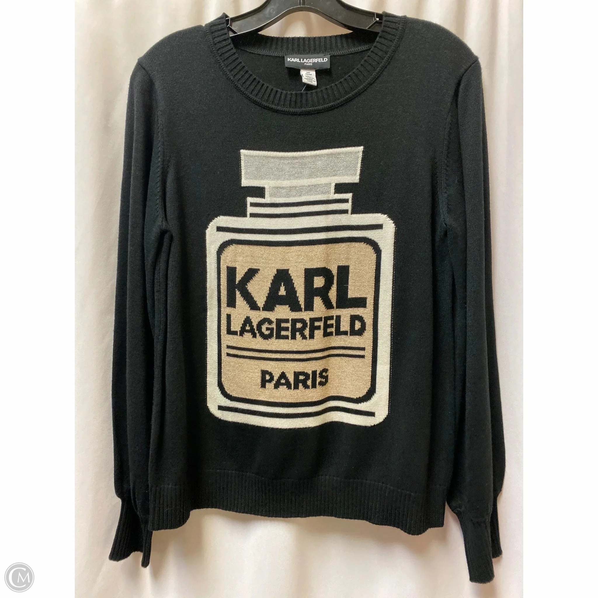 Sweater Designer By Karl Lagerfeld In Black, Size: M Chilly Comfort Warm Wardrobe
