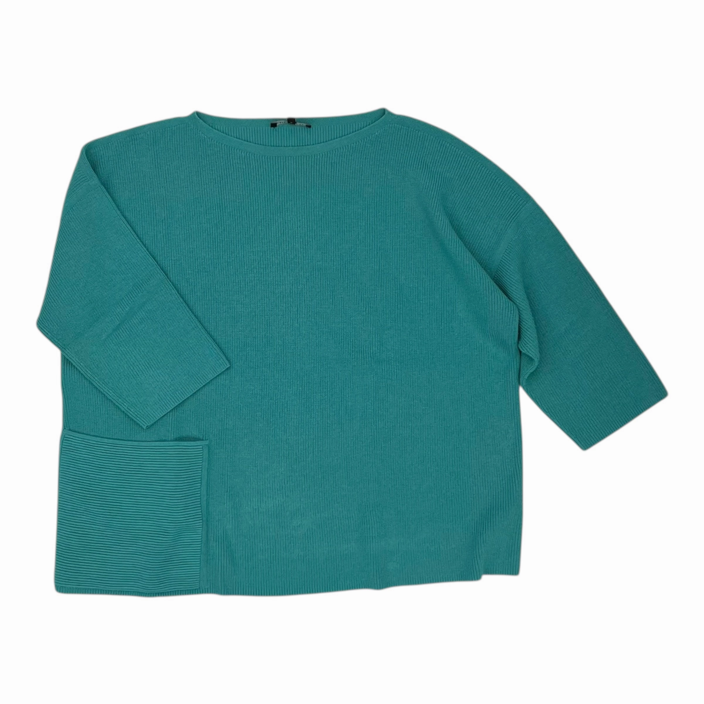 Light Stretch Sweater Designer By Lafayette 148 In Teal, Size:M