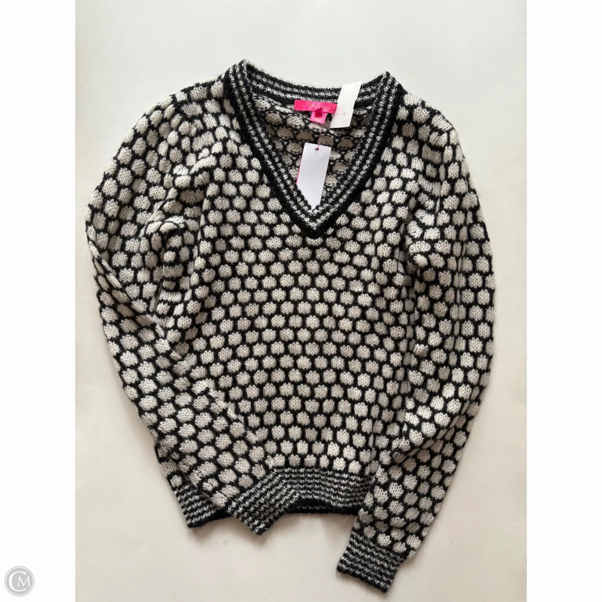 Seamless Construction Design Sweater Designer By Lilly Pulitzer In Black & White, Size: Xs