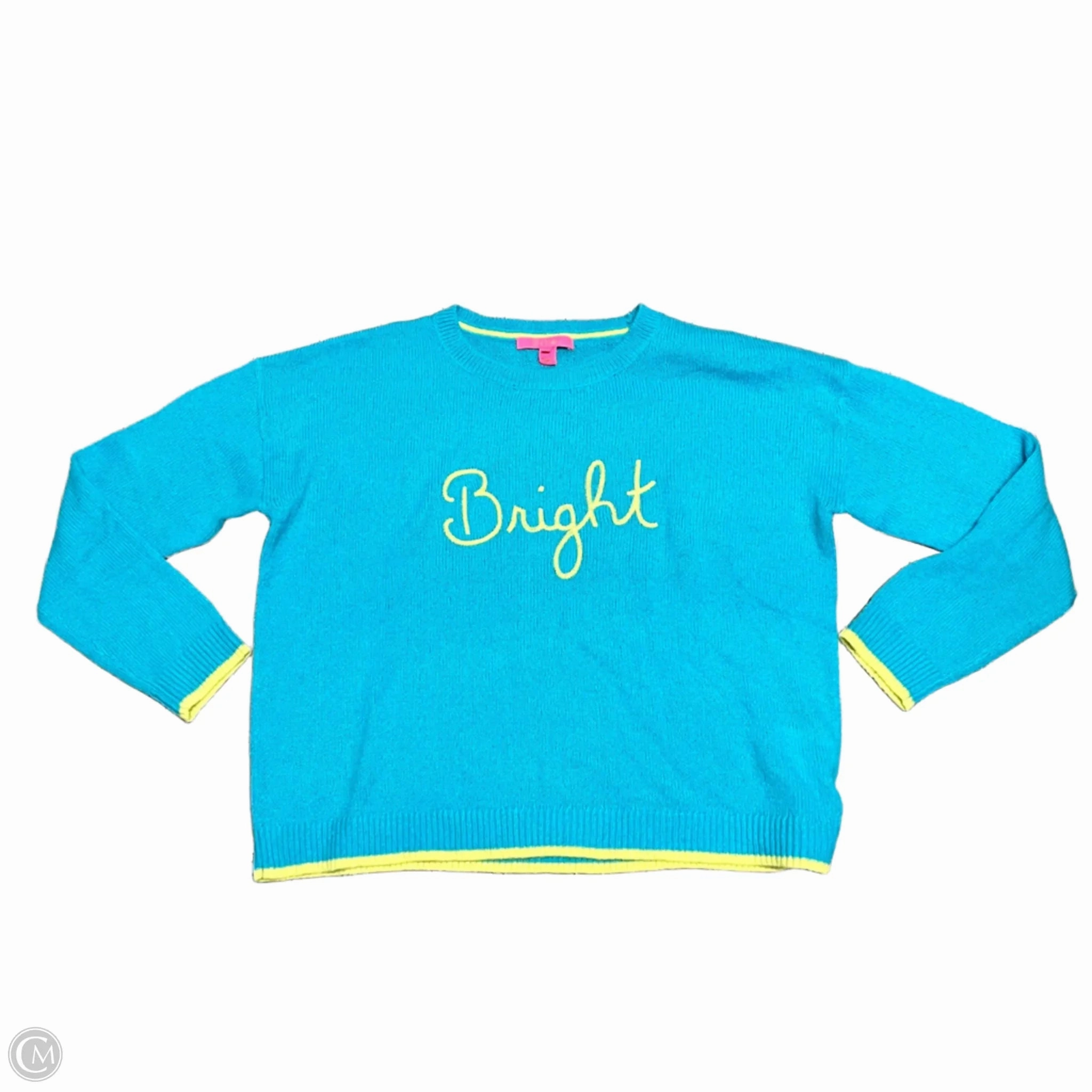 Classic Knit Design Casual Vibes Sweater Designer By Lilly Pulitzer In Blue & Yellow, Size: Xl