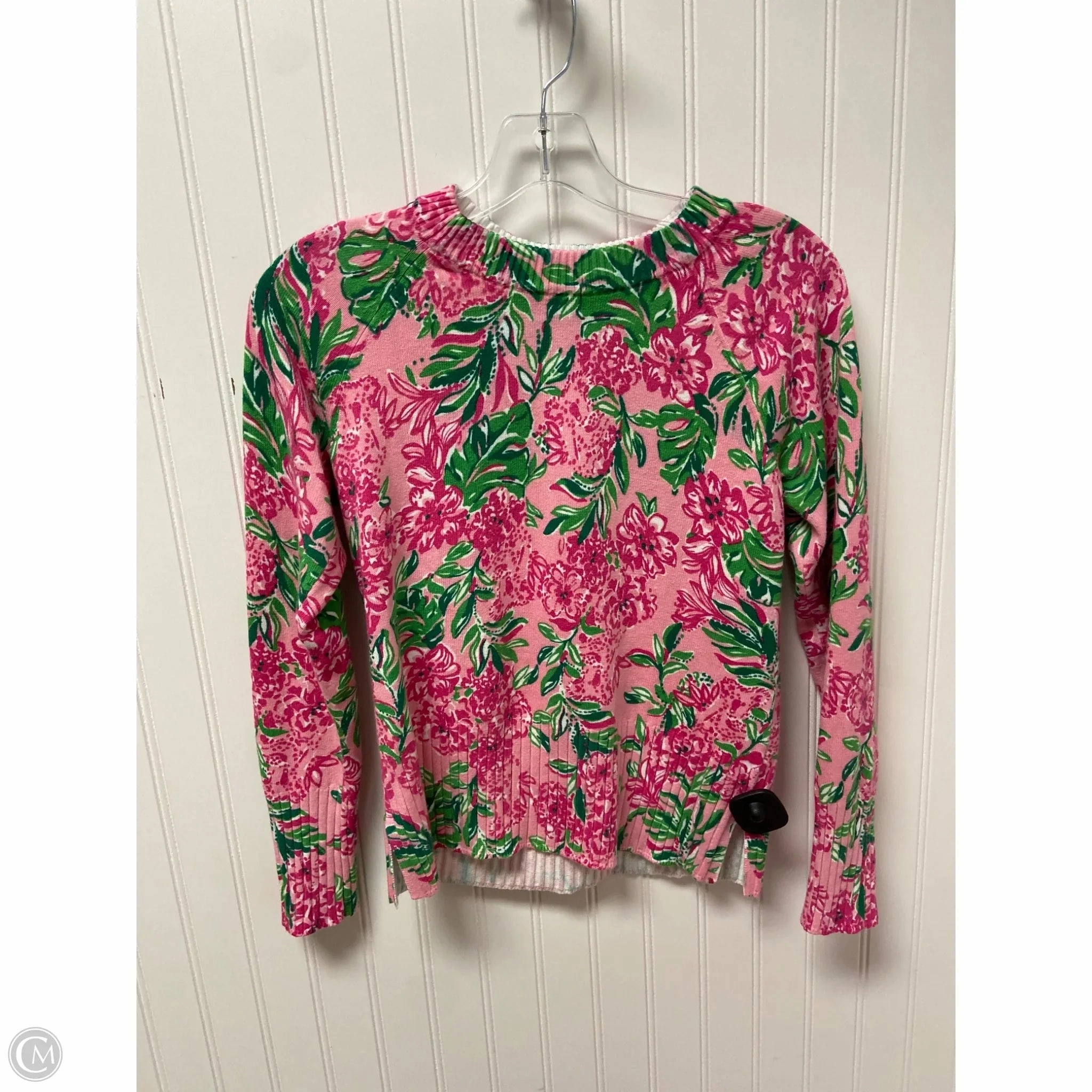 Sweater Designer By Lilly Pulitzer In Green & Pink, Size: Xxs Comfy Design Effortless Knit