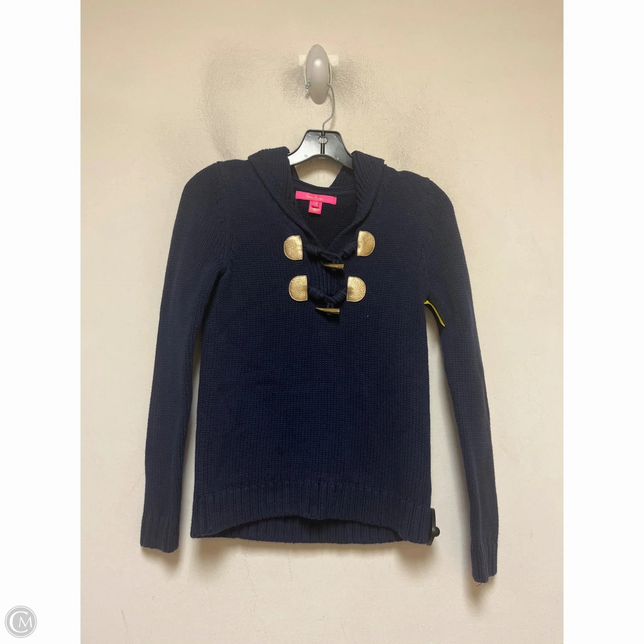Tactile Grid Knit Breathable Base Sweater Designer By Lilly Pulitzer In Navy, Size: Xxs