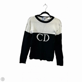 Eco Friendly Yarn Blend Sweater Luxury Designer By Dior In Black & White, Size: M
