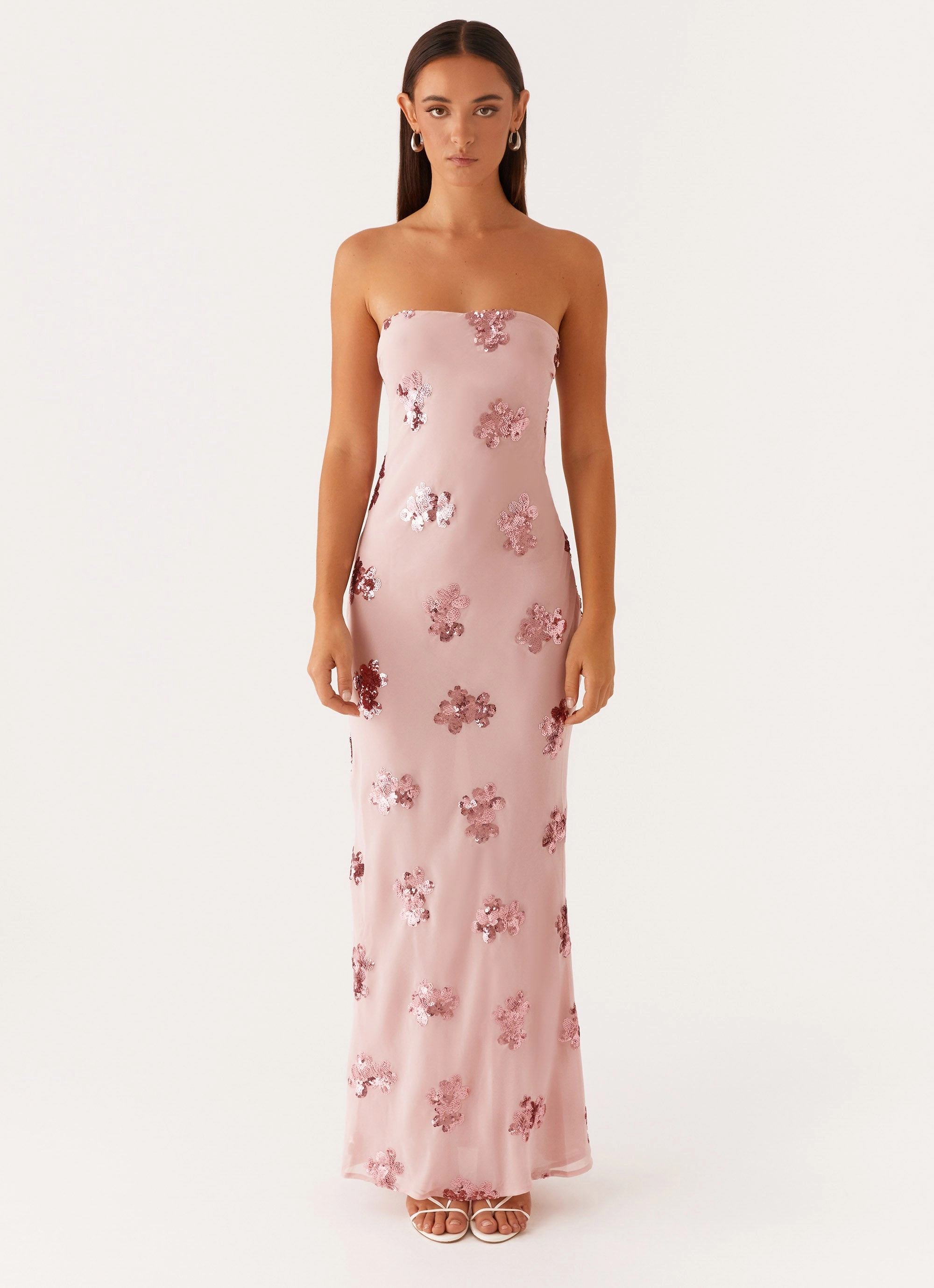 Easy Elegance Feather Light Sweet Escape Sequin Maxi Dress - Baby Pink