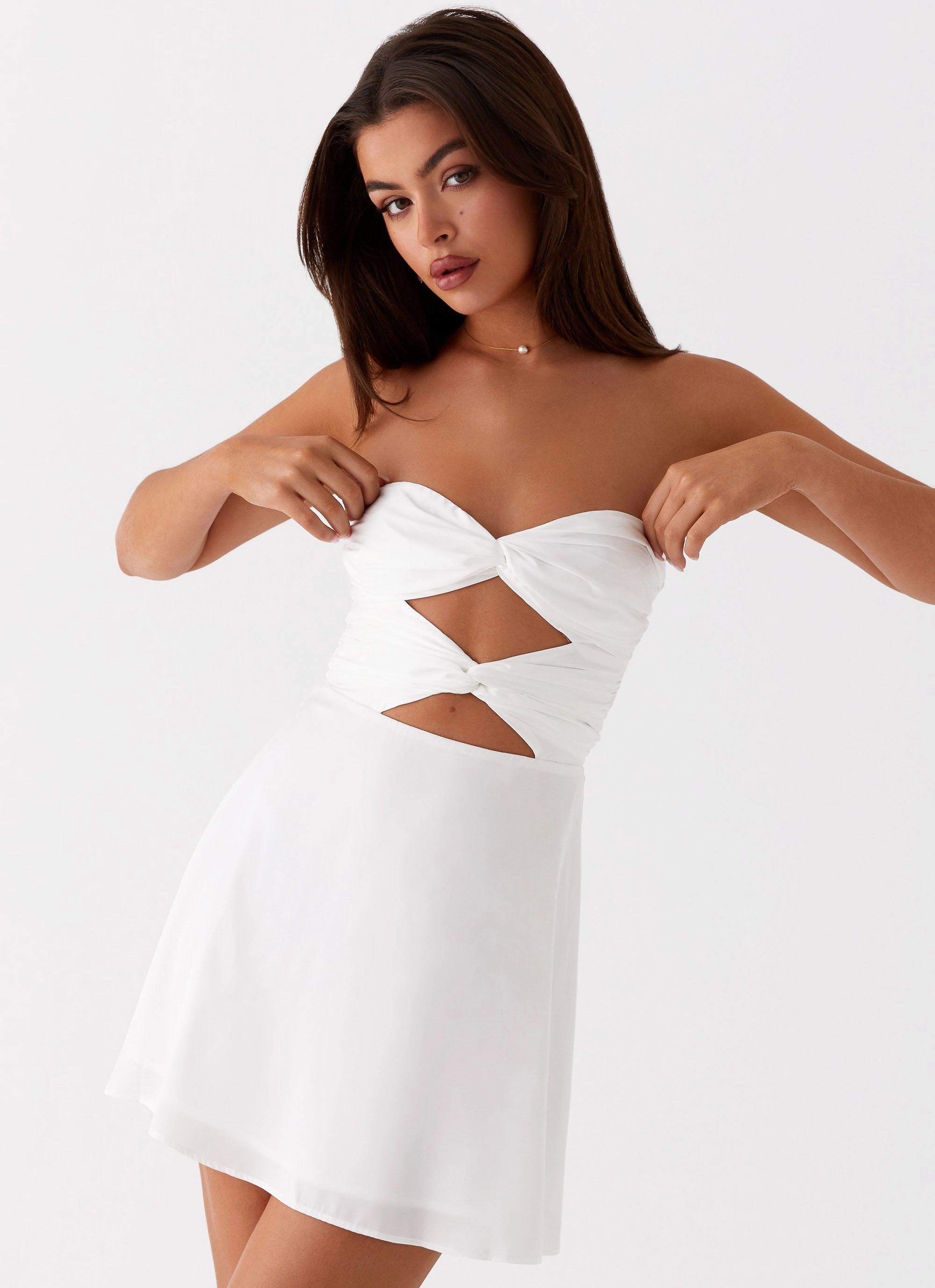 Taga Twist Mini Dress - White museum visit Celebrity-Inspired