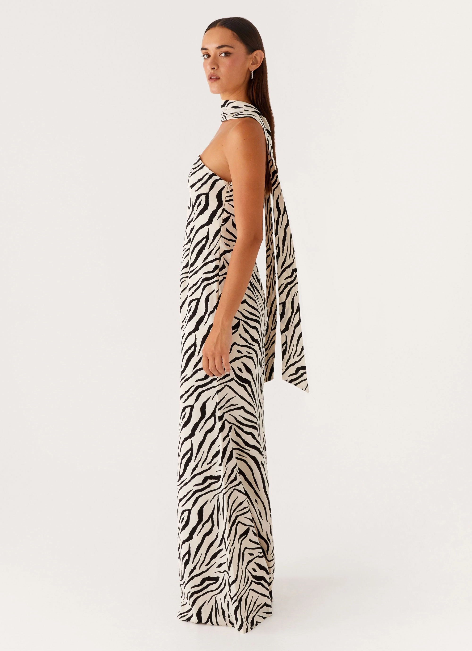 french chic urban vibe Jigsaw Strapless Maxi Dress - Zebra