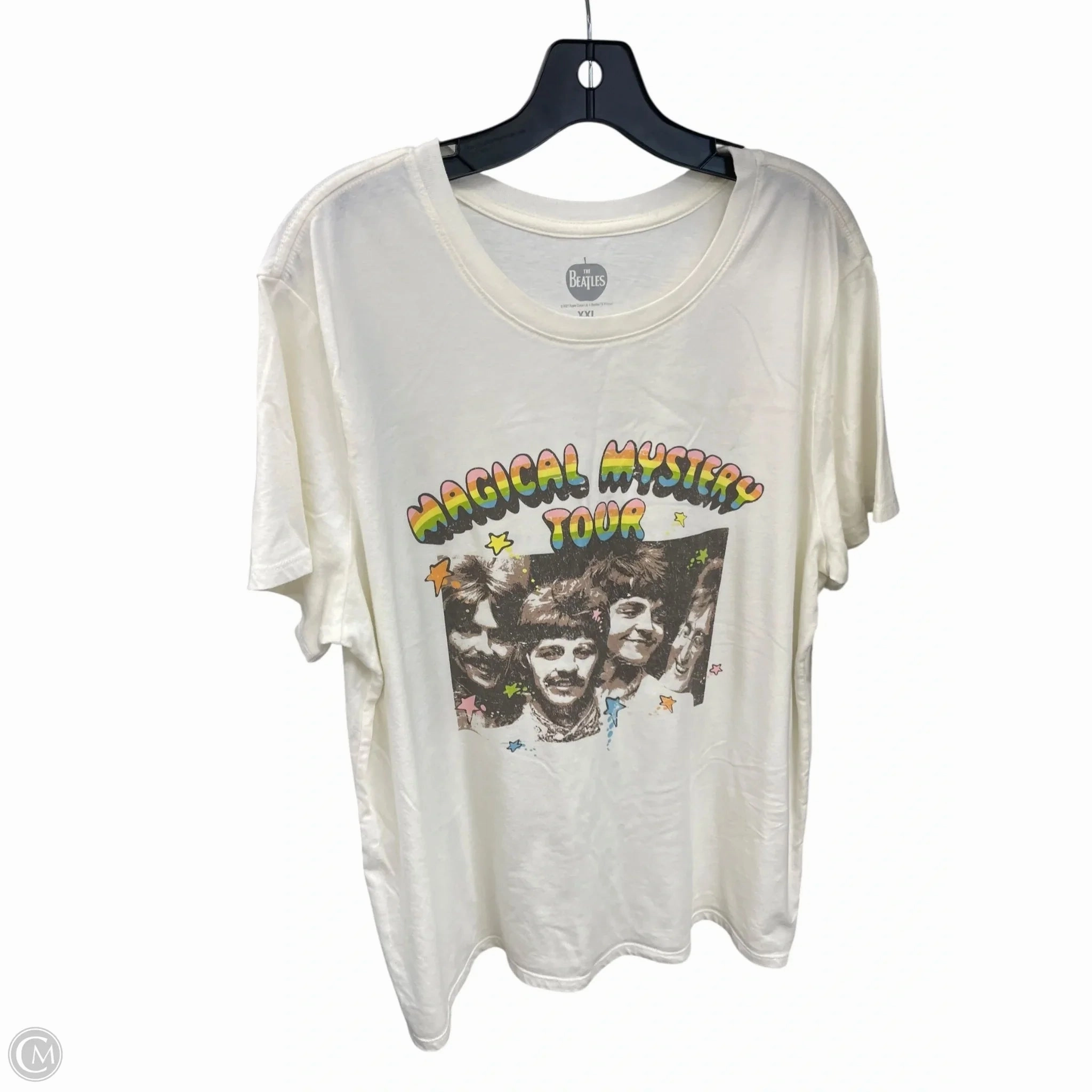 Top Short Sleeve By Clothes Mentor In Cream, Size: 2x Essential Look Quick Release Hem