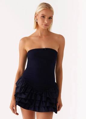 Back Glow Dress-Up Style Tamay Mini Dress - Navy
