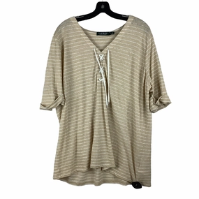 Practical Design Tan Top Short Sleeve Lauren By Ralph Lauren, Size 2x