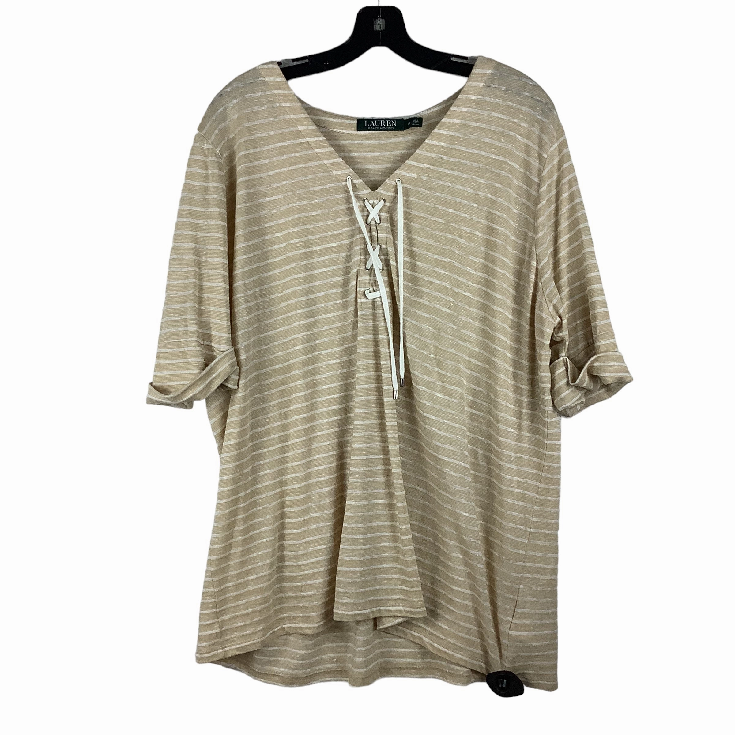 Practical Design Tan Top Short Sleeve Lauren By Ralph Lauren, Size 2x