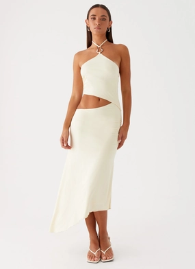 Tasha Maxi Dress - Lemon Minimalist Look Dreamy Texture