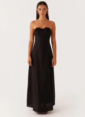 Tailored Comfort Tayla Linen Maxi Dress - Black