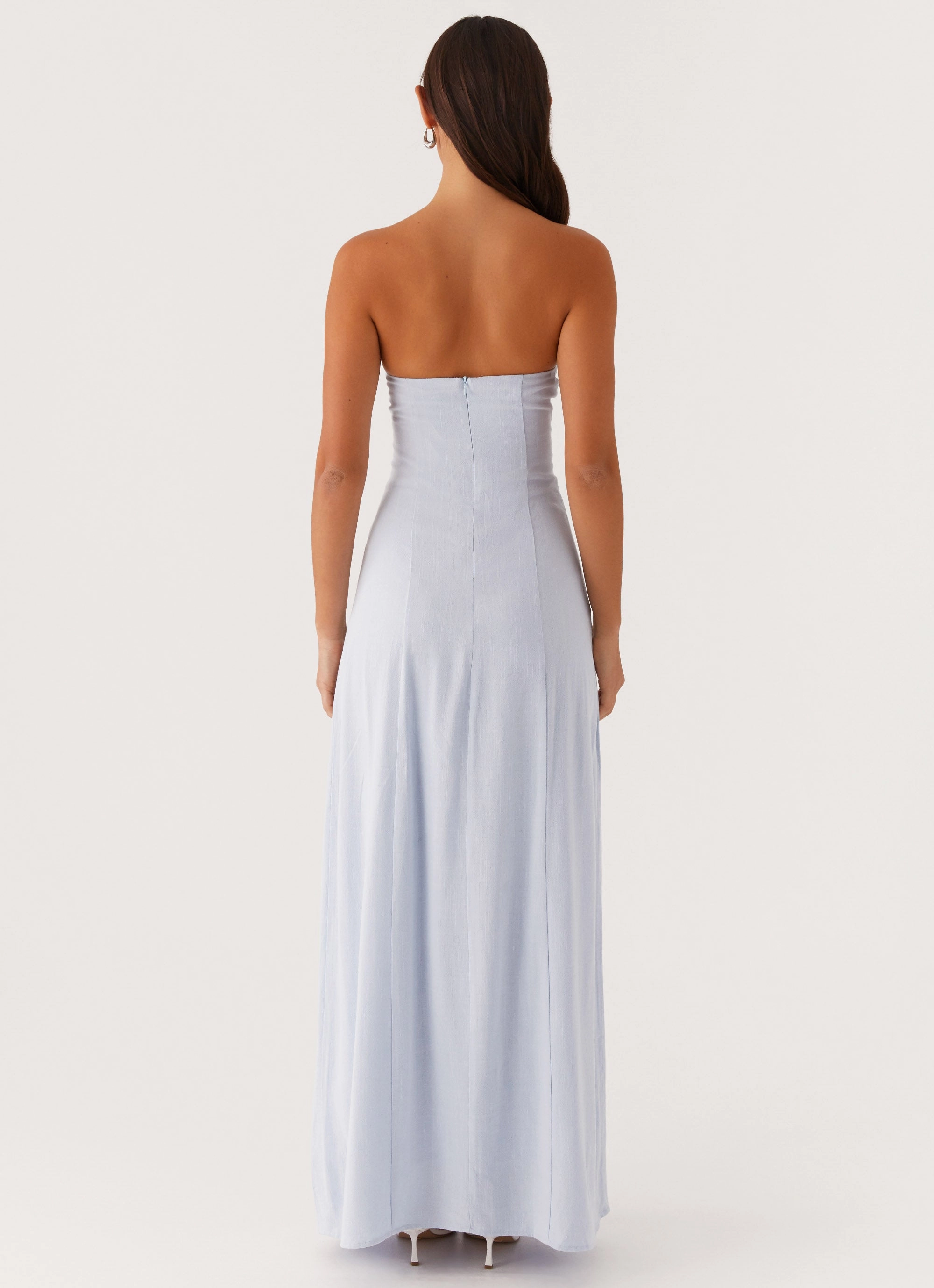 Tayla Linen Maxi Dress - Blue Bow-Detail Breezy Mood